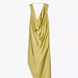 Zara yellow satin dress with back cutout